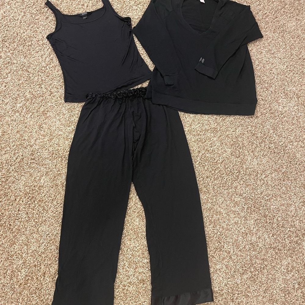 Victoria's Secret 3 Piece Black Pajama Set
